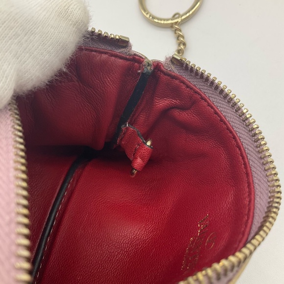 Valentino Pink Metallic Quilted Patent Rockstud Zip Pouch/Key cles - Picture 13 of 14